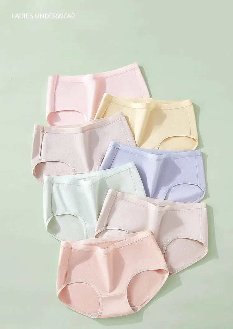 7-pack cotton women's briefs in pastel colors; breathable solid underwear set