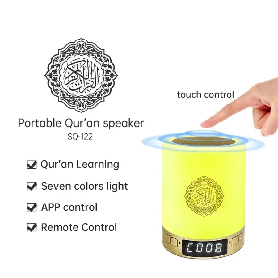 Portable Qur'an speaker SQ-122 by Simples Market; seven-color LED night light with touch/app/remote control