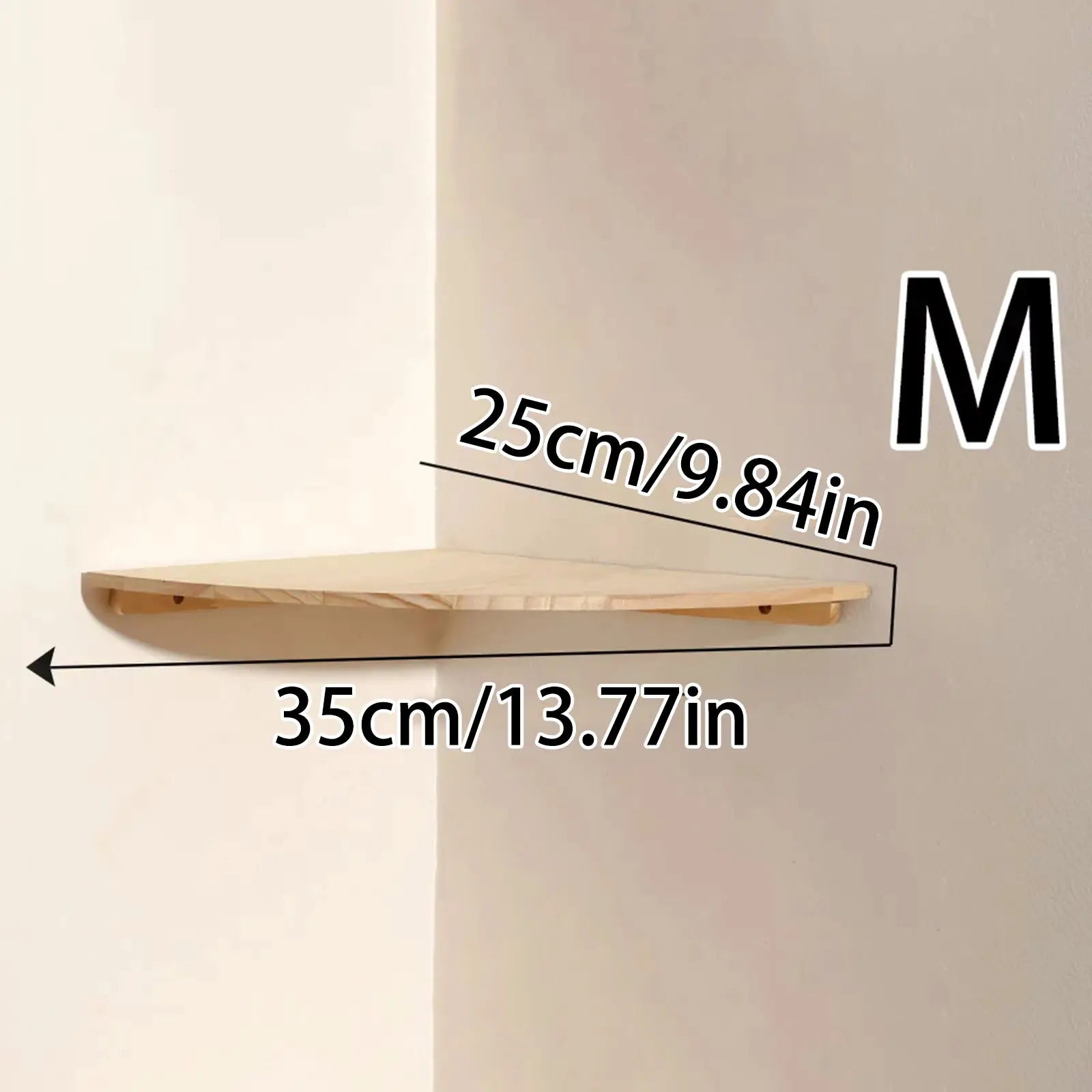 Wall corner shelf by Simples Market; wooden floating shelf with rounded end in natural wood finish