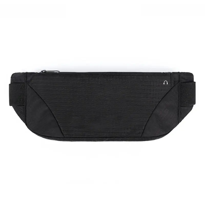 Fanny pack waist bag in black; lightweight, waterproof, breathable running belt for phones