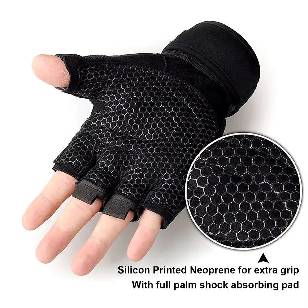 Half Finger Workout Gloves With Wrist Wrap For Men And Women For Weight Lifting Training Cycling And Motorcycling