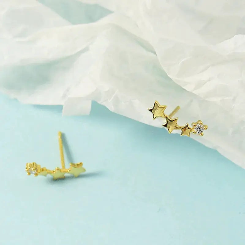 925 Sterling Silver Star Hoop Earrings For Women And Girls Trendy Original Hip Hop Style Jewelry Gift
