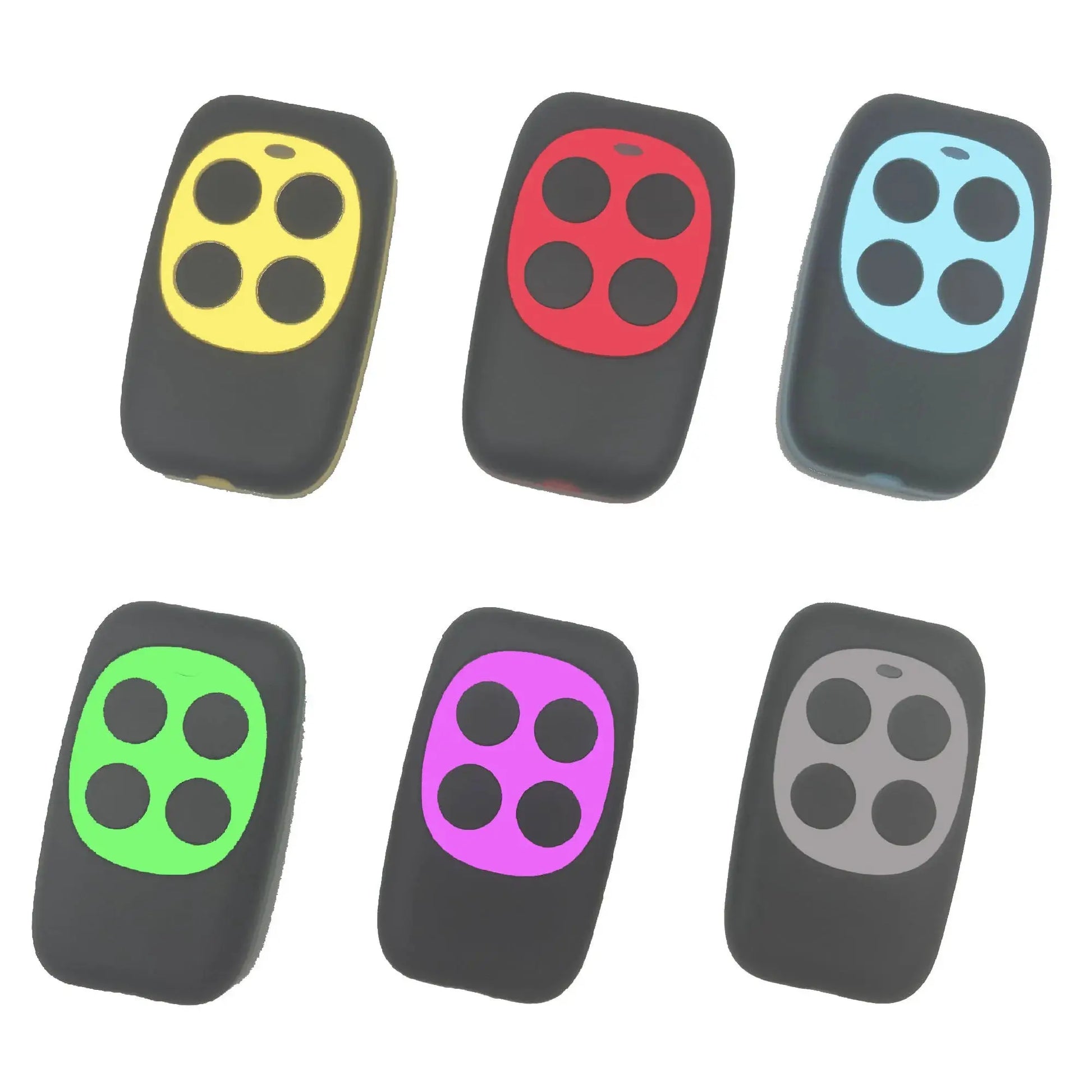 Simples Market 433MHz 4-key color remote fob set, 6 pcs in yellow, red, blue, green, pink, gray