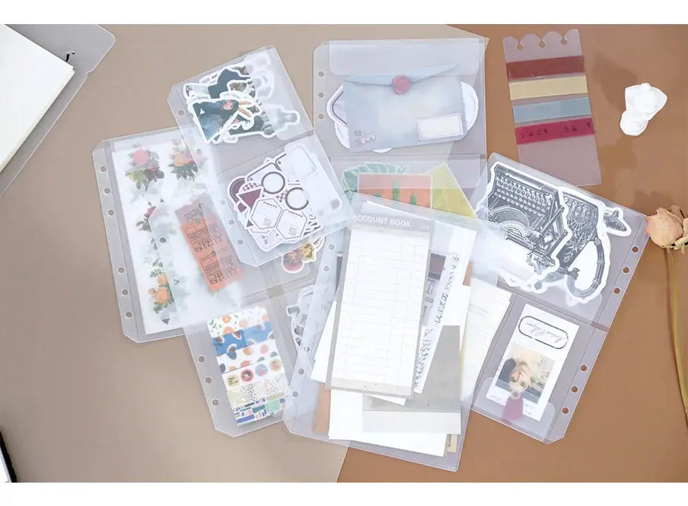 Simples Market 5-pack transparent binder zipper folders for A5/A6 6-ring notebooks