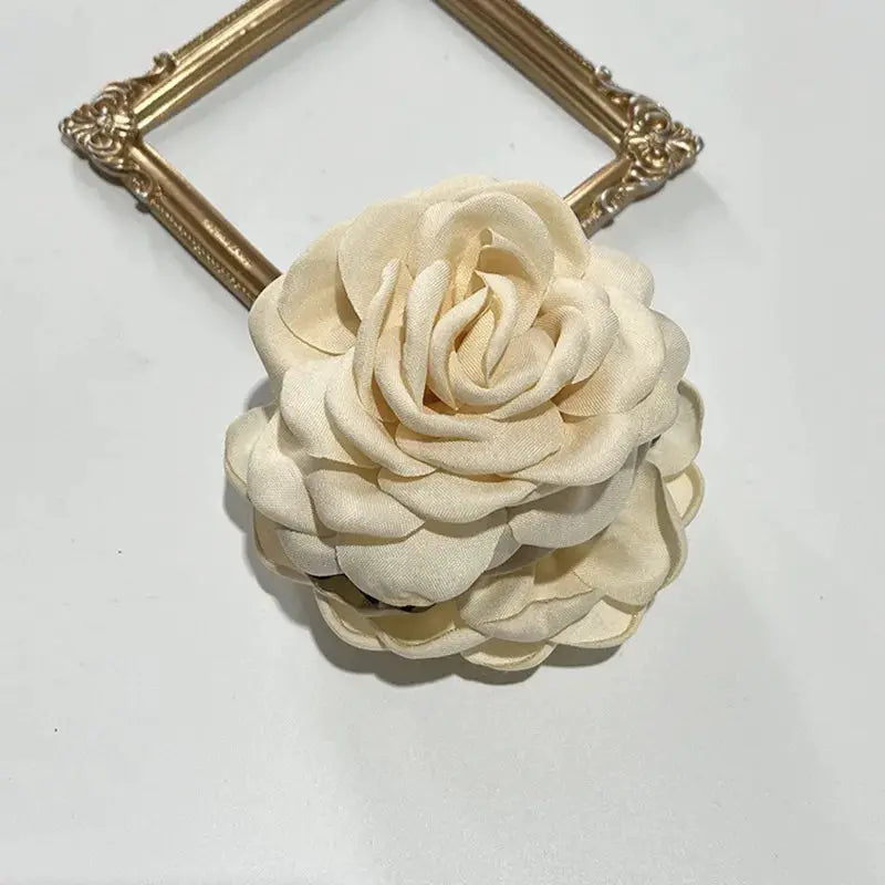 Maison Rose French Fabric Rose Hair Claw Clips Durable Plastic With Delicate Floral Pattern For Women And Girls