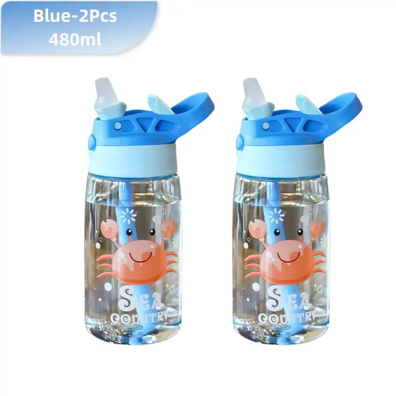 480ml Kids Sippy Cup Cartoon Baby Feeding Cup With Straws Leakproof Water Bottle Outdoor Portable Duckbill Straw Cups