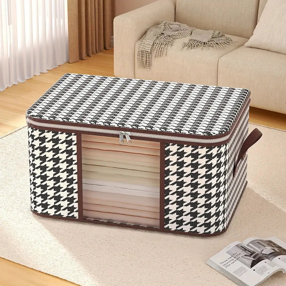 Large Capacity Storage Box Portable Clothes Organizer With Handles Foldable Dustproof Zipper Quilt Container