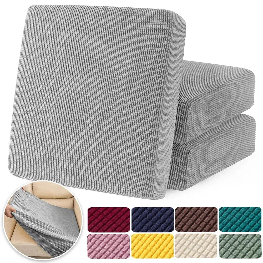Jacquard polar fleece stretch sofa cover set by Simples Market in gray; removable couch protector for chaise lounge