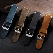 HeritageCraft Vintage Oil Wax Leather Watch Band Handmade Cowhide Strap 18mm to 24mm for Omega and Seiko Watches