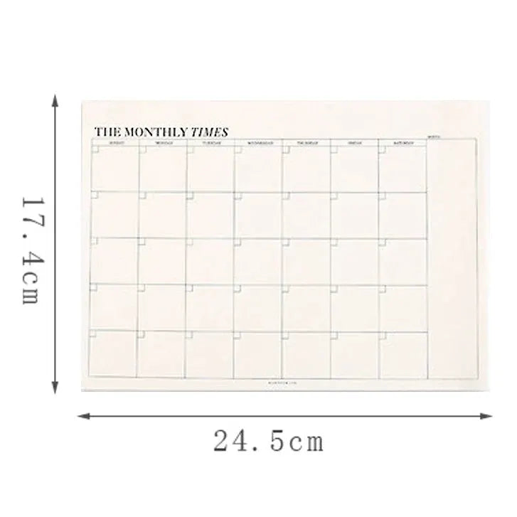 Weekly planner with monthly undated calendar grid by Simples Market, Korean stationery.