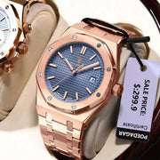POEDAGAR Luxury Business Wristwatch For Men Stainless Steel Waterproof With Luminous Date Display Quartz Movement