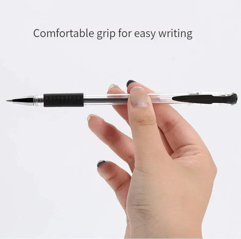 Simples Market gel pen with transparent barrel, black grip, 0.5mm tip.