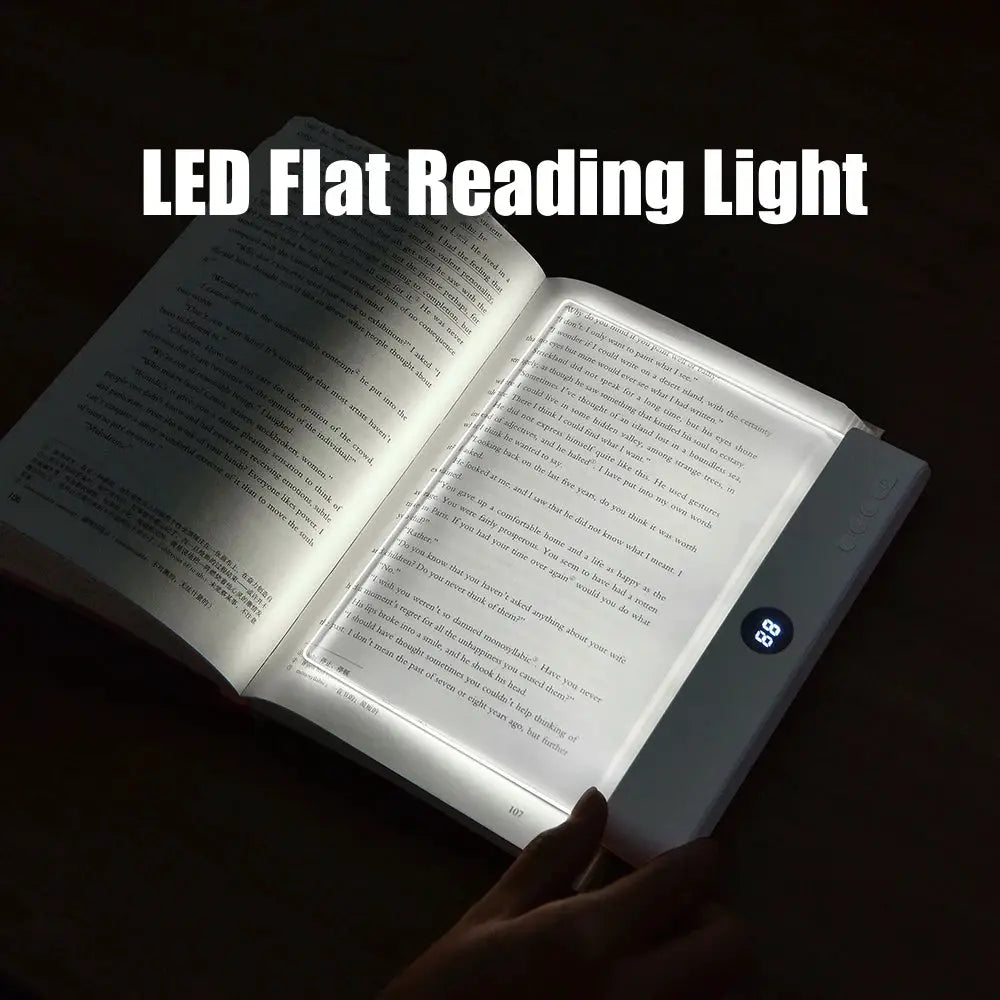 LumaBright LED Flat Panel Reading Light USB Rechargeable Eye Protection Night Lamp For Students And Book Lovers