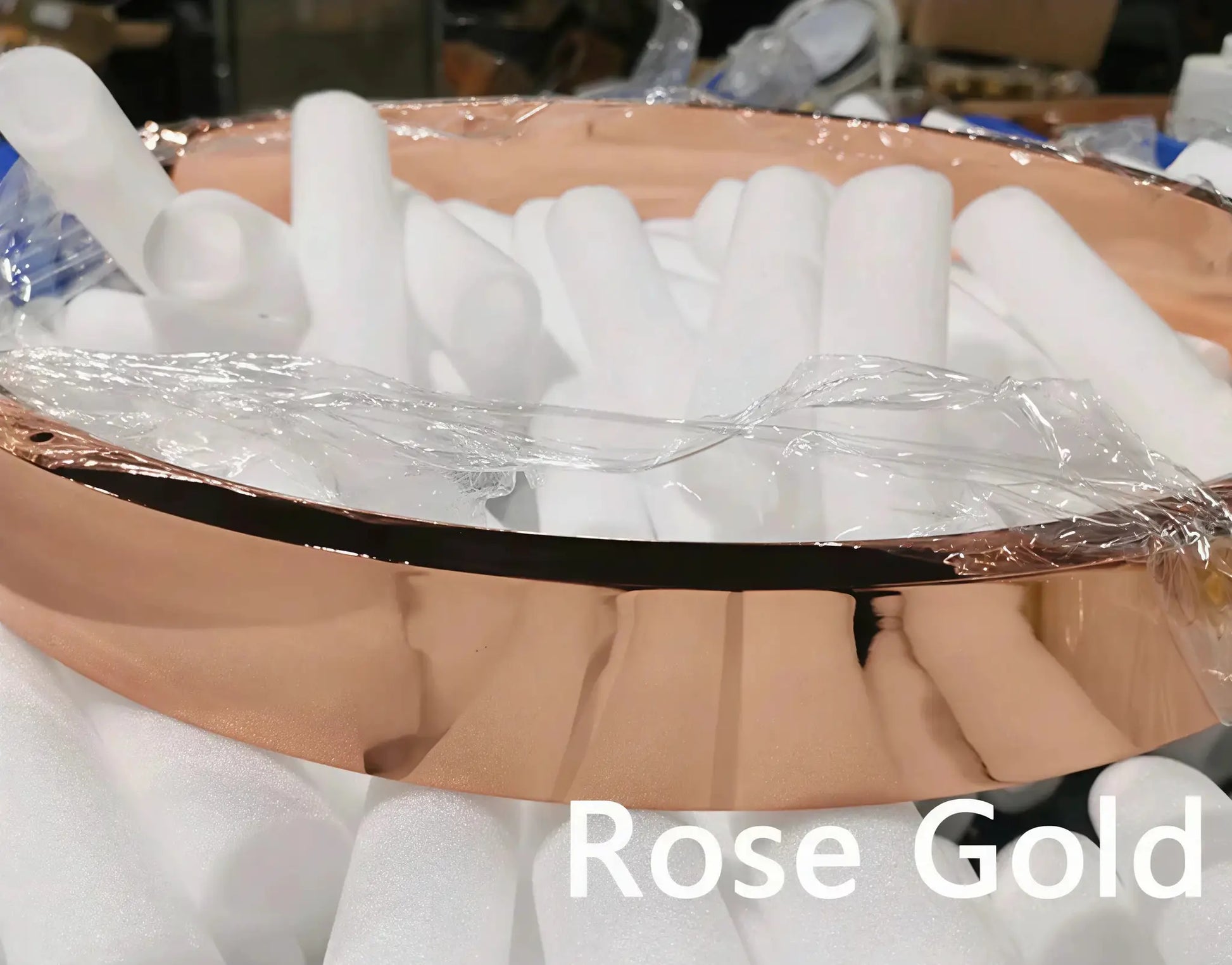 Rose Gold ring ceiling chandelier with white pendant accents, modern LED pendant lamp