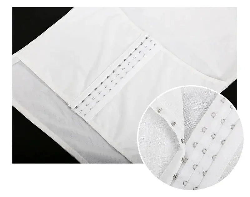 Men's body shaper compression vest by Simples Market, white waist trainer with multiple hook closures