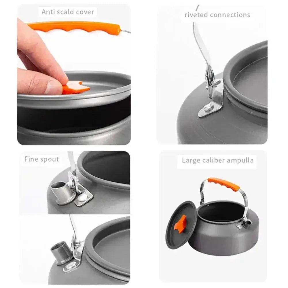 Lightweight Aluminium Alloy Camping Water Kettle Teapot For Outdoor Cooking Travel Hiking Picnics Tableware