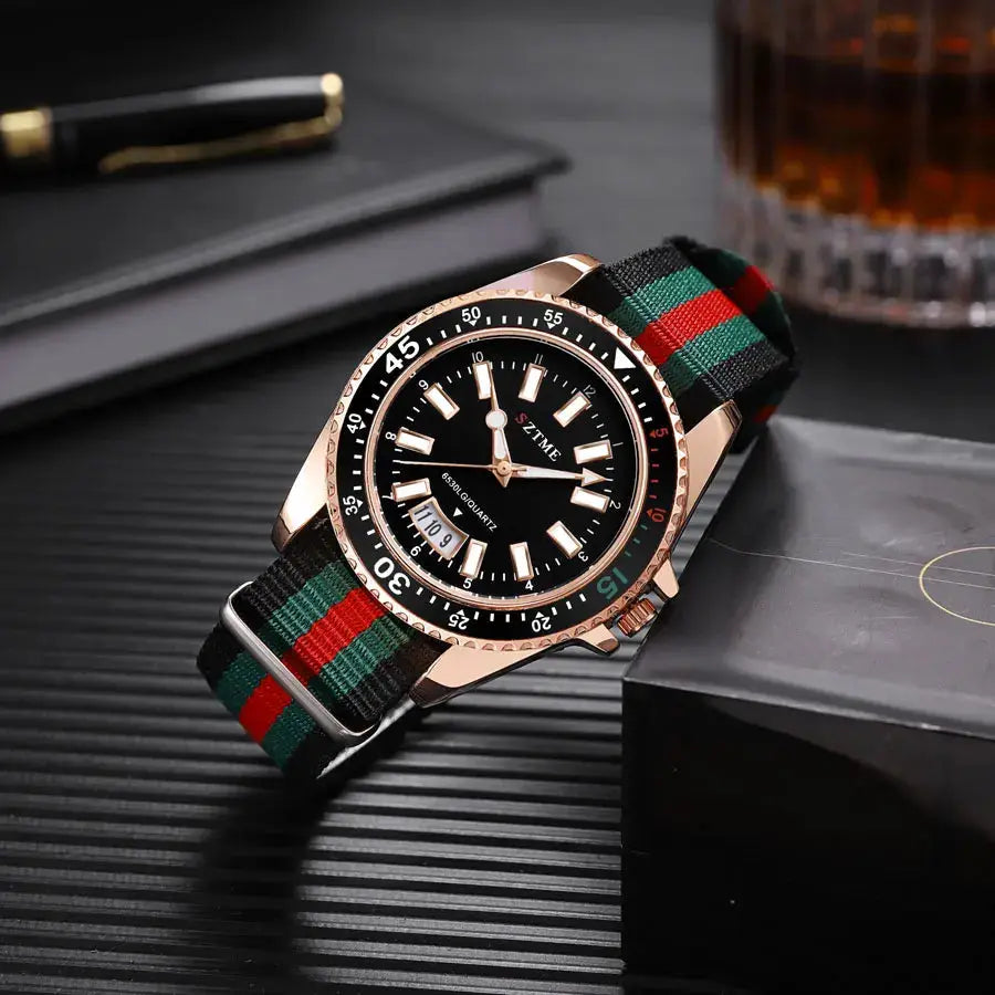 Unisex Nylon Strap Calendar Quartz Watch With Luminous Dial Elegant Business Timepiece For Men And Women