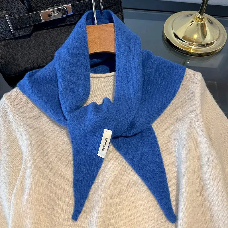 British Korean Triangle Scarf 100 Percent Wool Multifunctional Warm Knitted Headscarf For Women