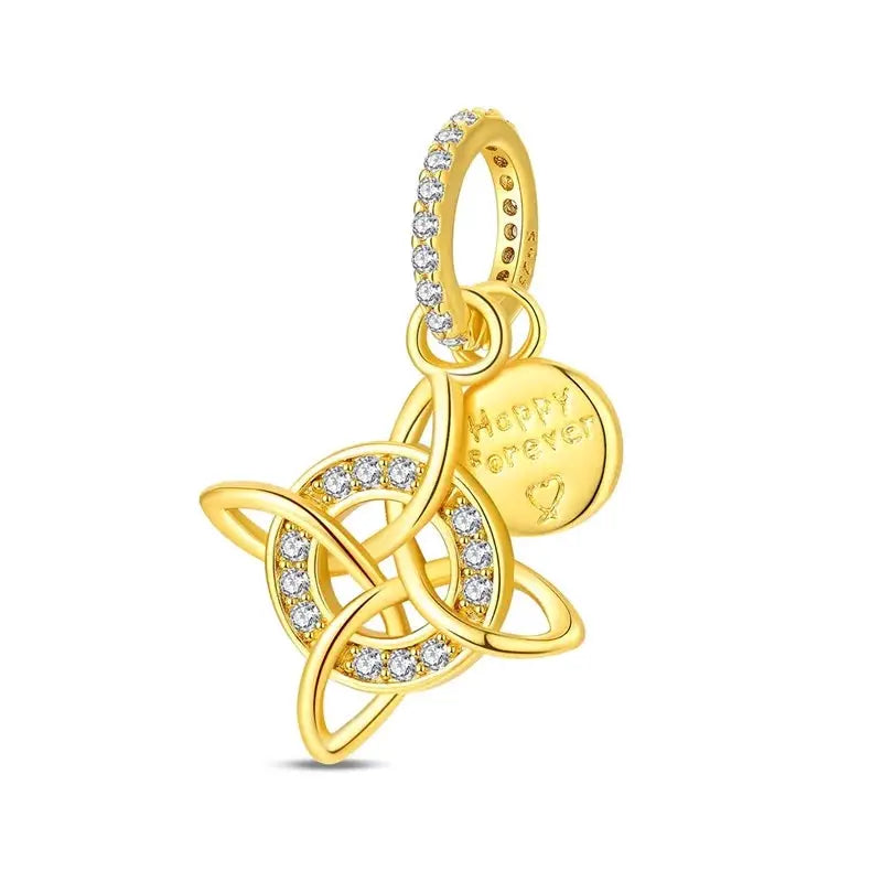 925 Sterling Silver Gold DIY Charms Beads Inlaid Zirconium Sun Leopard Pendants Fit Bracelet For DIY Jewelry Making