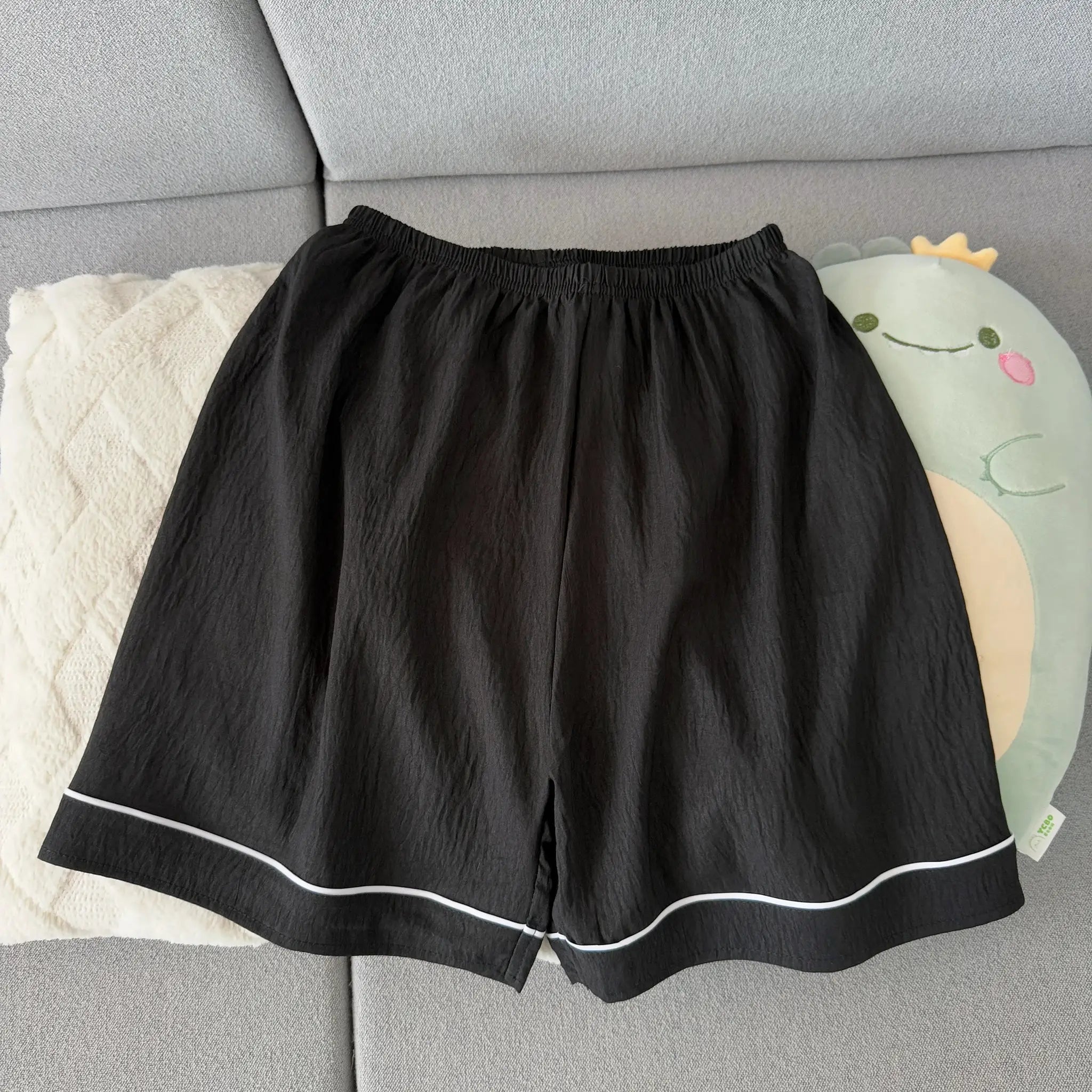 Youth Men's Slim Fit New Pajama Set Solid Color Short Sleeve Lapel Top and Elastic Shorts Pajamas Summer Loungewear Sleepwear
