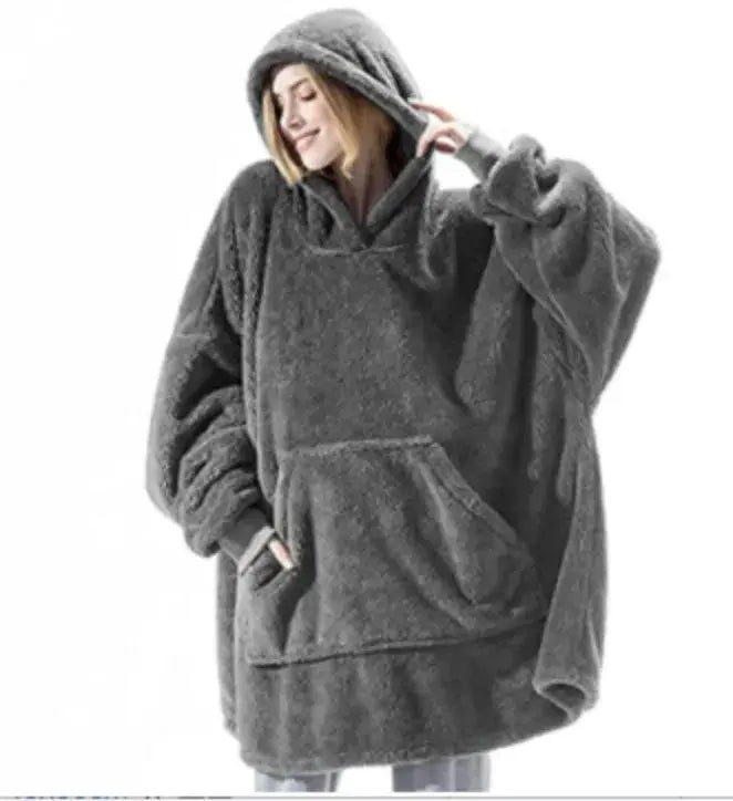 CozyNest Winter Double Faced Fleece Hoodie Blanket Oversized Hoodie With Large Pocket For Women And Men