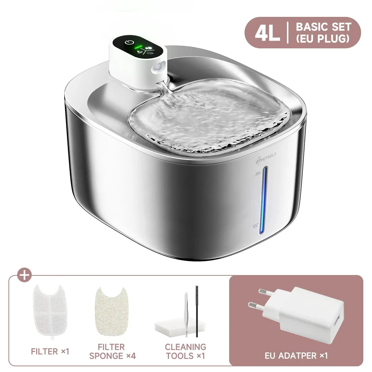 APETDOLA 4L Wireless Cat Water Fountain Auto Sensor Drinking Dispenser