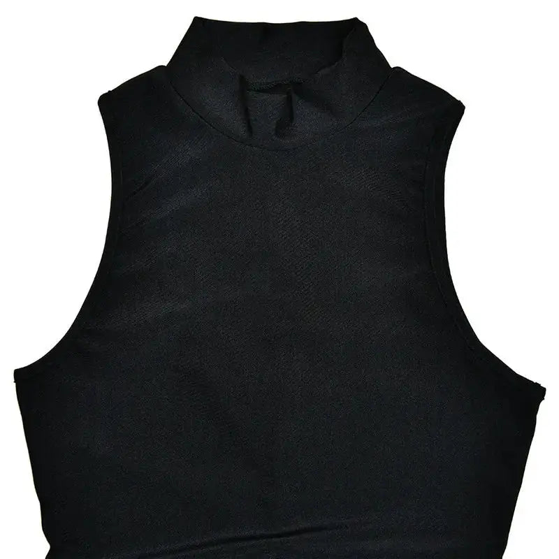 Turtleneck Sleeveless Mini Dress Women Ruched Irregular Club Party