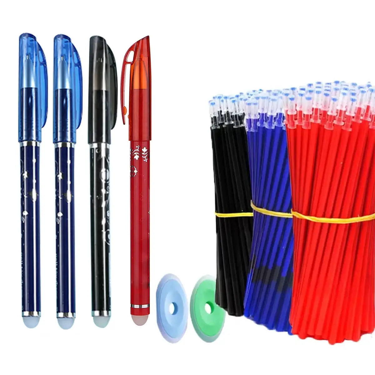 26-piece Simples Market kawaii erasable gel pen set, 0.5mm ink, waterproof; blue, black, red pens