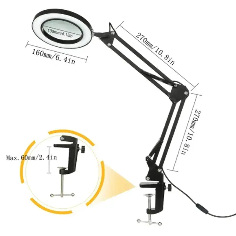 72 LED Illuminated Magnifier 8X 10X Magnification USB Desk Lamp With 3 LEDs For Soldering Repair Crafting And Beauty