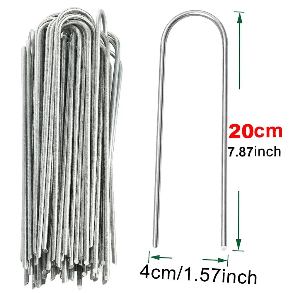 U Type Garden Staples Heavy Duty Fence Stakes Galvanized Lawn Pins Ground Nails For Landscaping