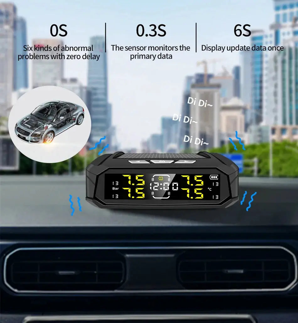 E-ACE Car TPMS Sensor 8 Bar Smart System with LCD display and solar power for car and truck