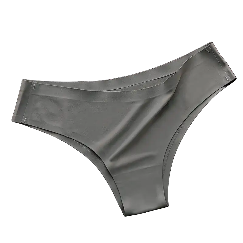 Panties 4-piece seamless Brazilian low-rise briefs in gray ice-silk fabric by Simples Market
