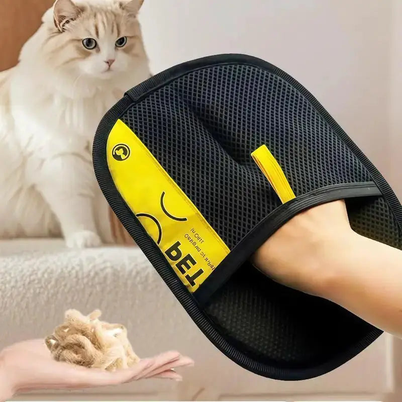Electrostatic Pet Hair Removal Gloves For Cats And Dogs Reusable Washable Grooming Glove With 2 In 1 Lint Roller Brush