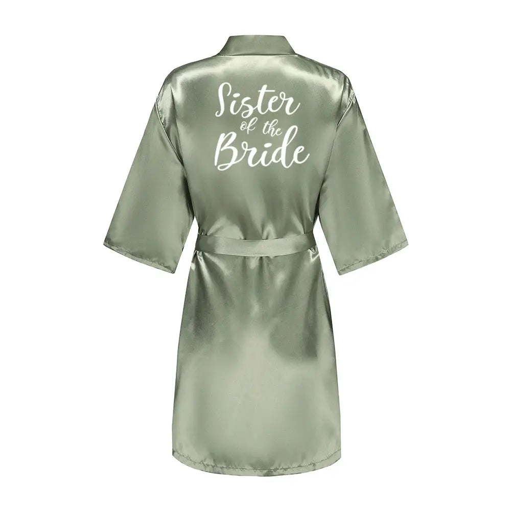Bridal Satin Robes Set Grass Green White Short Getting Ready For Wedding Day Luxury Bride Monogram Bridesmaid
