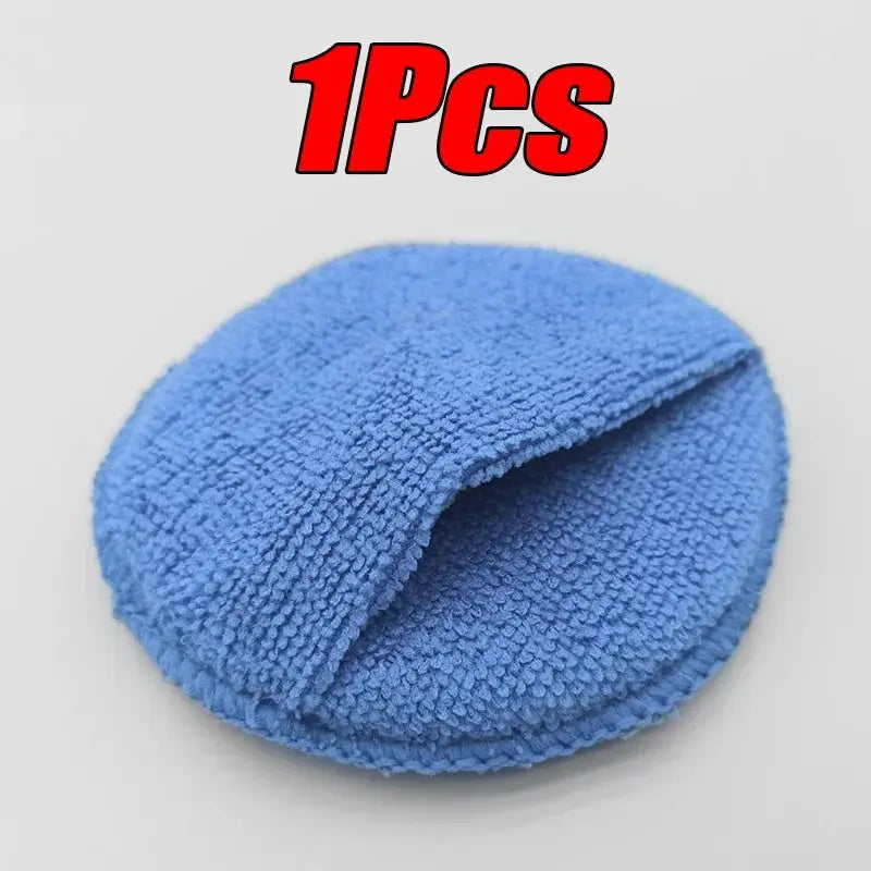1pc blue microfiber round car detailing applicator pad for waxing and polishing