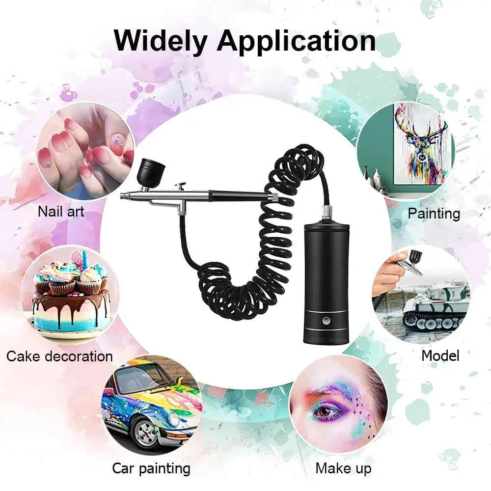 Portable Airbrush Kit With High Performance Compressor For Nail Art Cake Decorating Craft