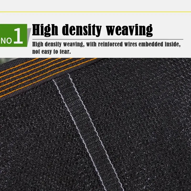 Shade cloth 6x6m, black fabric with orange seam for outdoor sun protection