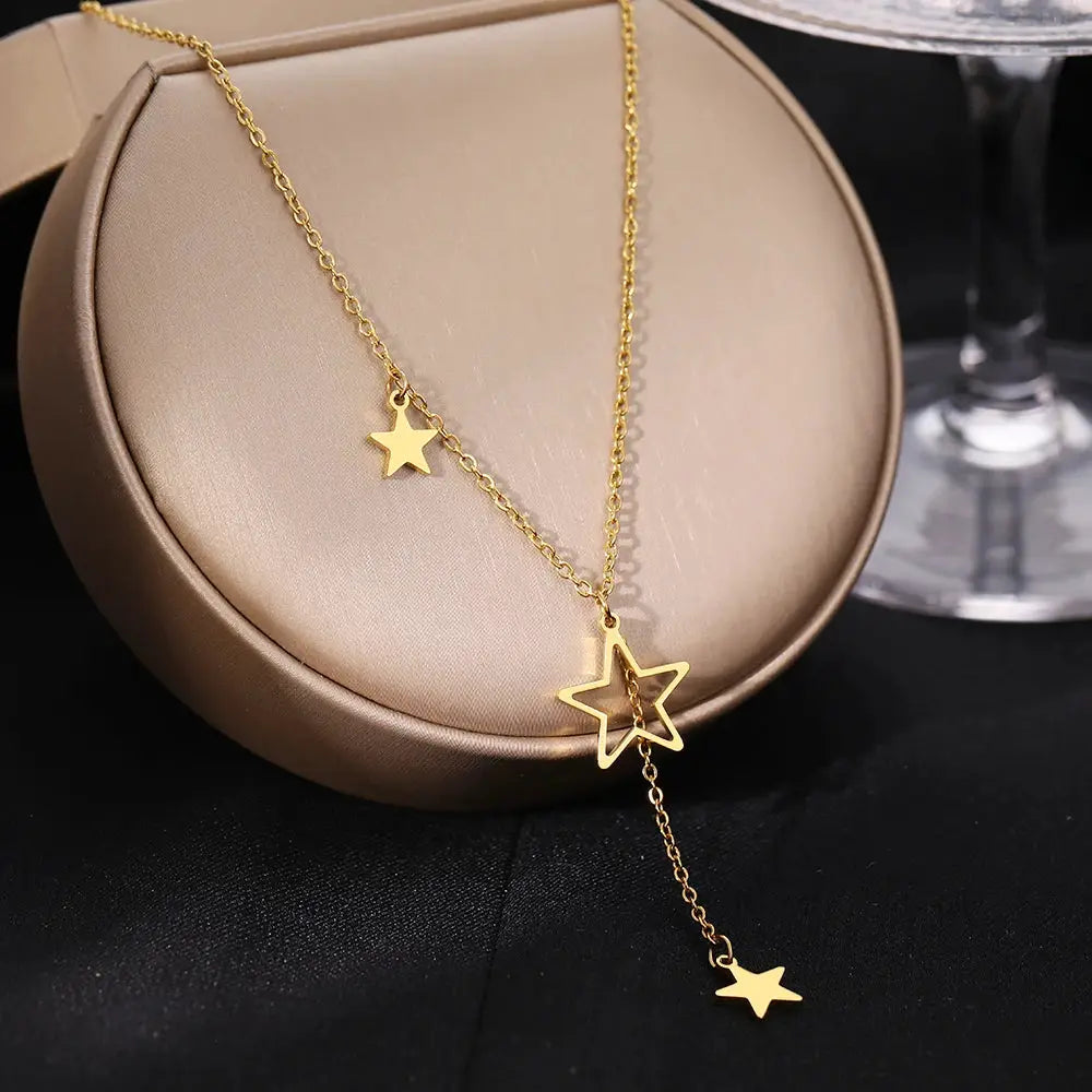 StellarLane Stainless Steel Star Tassel Necklace Everyday Wear Durable Jewelry For Women