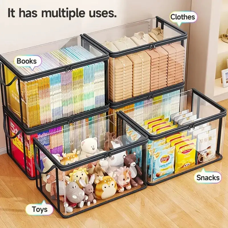 ClearView PVC Storage Box With Flip Top Lid And View Window Durable Multi Use Organizer For Toys Crafts And Supplies