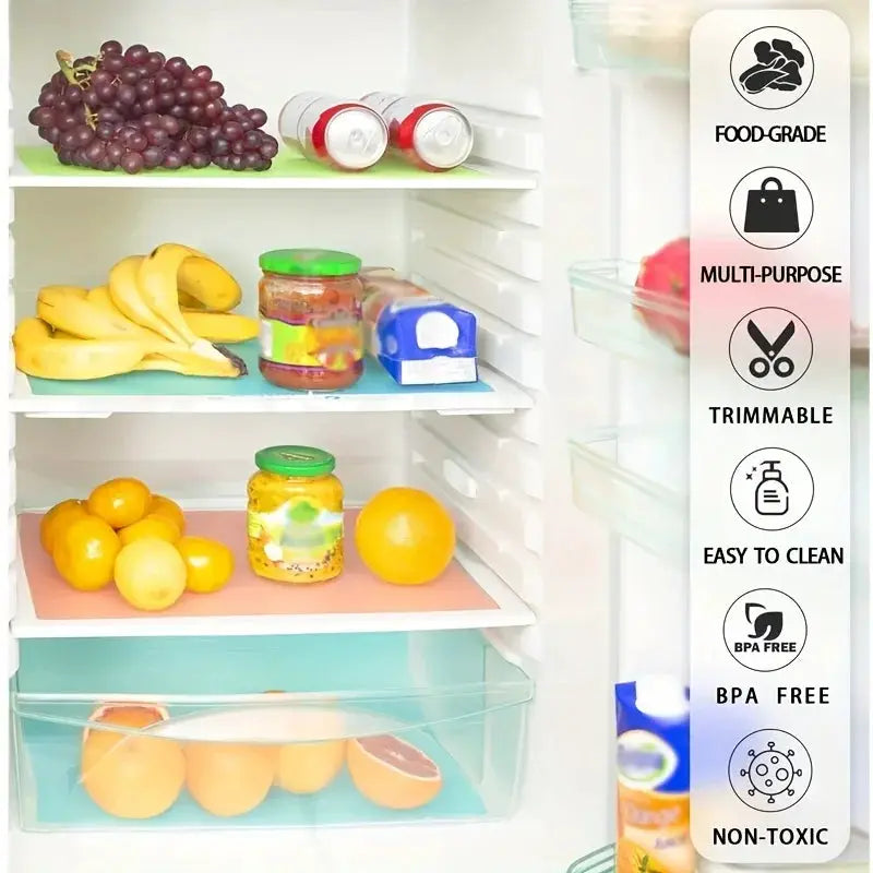 4 Piece EVA Waterproof Refrigerator Liner Mats Washable Mildew Resistant Anti Oil Kitchen Pad Heat Insulated Fridge Mat