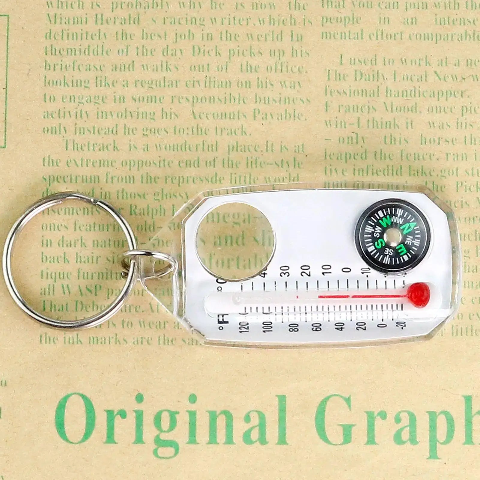 Pocket Survival Compass Multifunction Mini Keychain With Thermometer For Camping Hiking Outdoor Survival Tool