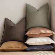 Decorative ramie cushion covers, set of 6 in assorted colors, by Simples Market.