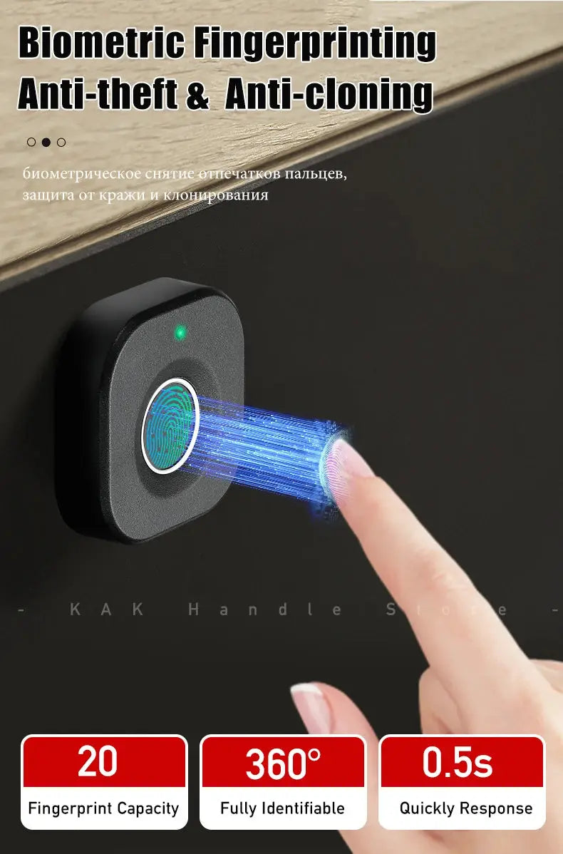 KAK Biometric Fingerprint Lock Simples Market, black keyless cabinet lock with circular fingerprint scanner
