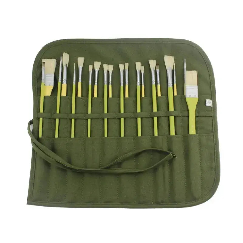22 Slot Canvas Brush Roll Bag For Watercolor Gouache And Calligraphy Supplies, Roll Up Pen Storage Case