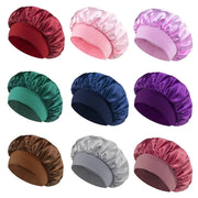SilkGuard Satin Bonnet For Women With Wide Brim Sleep Hat And Elastic Band For Hair Protection