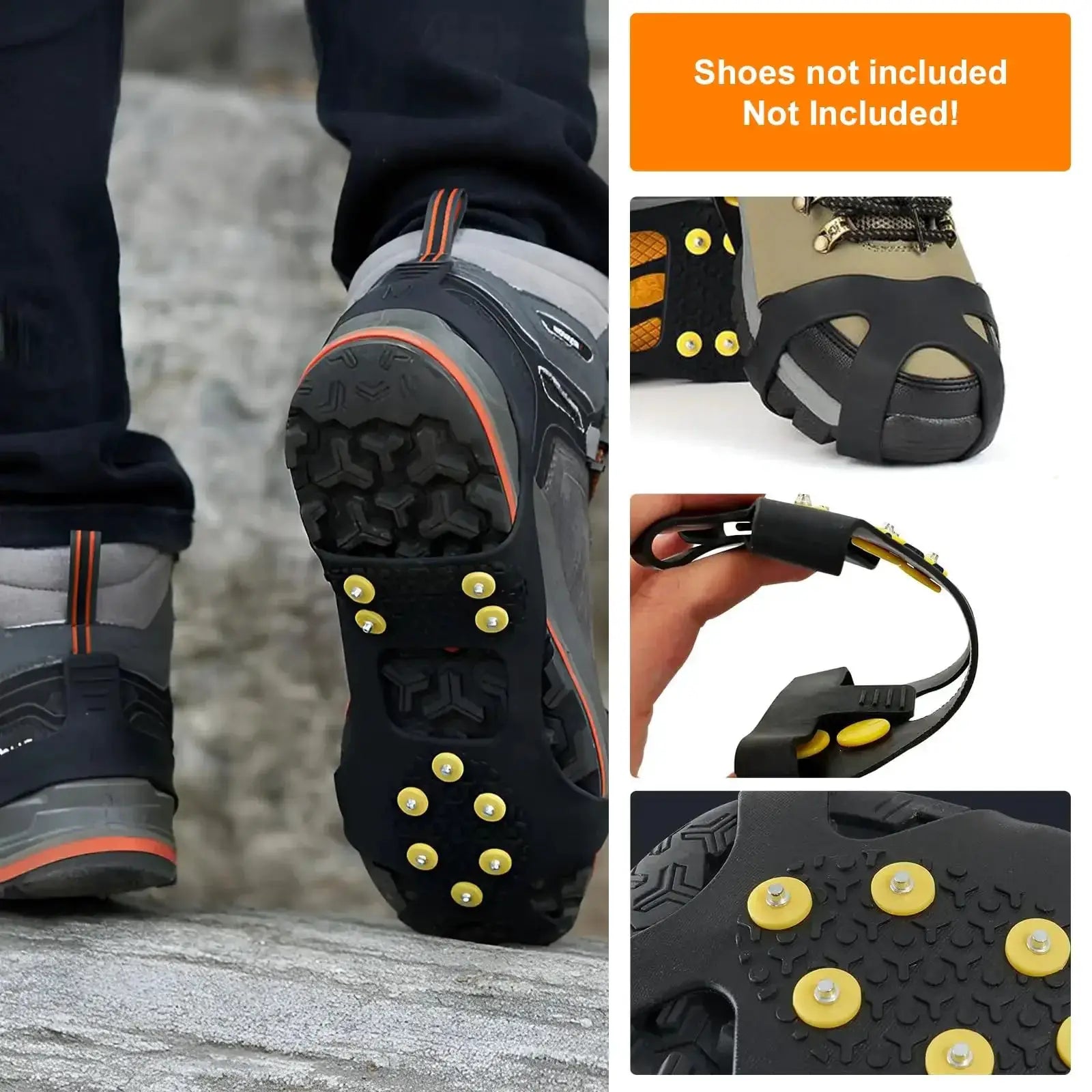 Unisex 10 Tooth Climbing Crampons Anti Slip Mountaineering Cleats For Snow Walking Hiking Shoes Covers Spikes