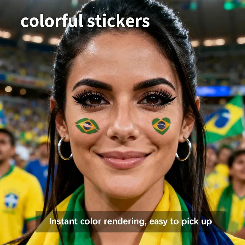 Brazil Flag Temporary Tattoos Waterproof Long Lasting Face Stickers