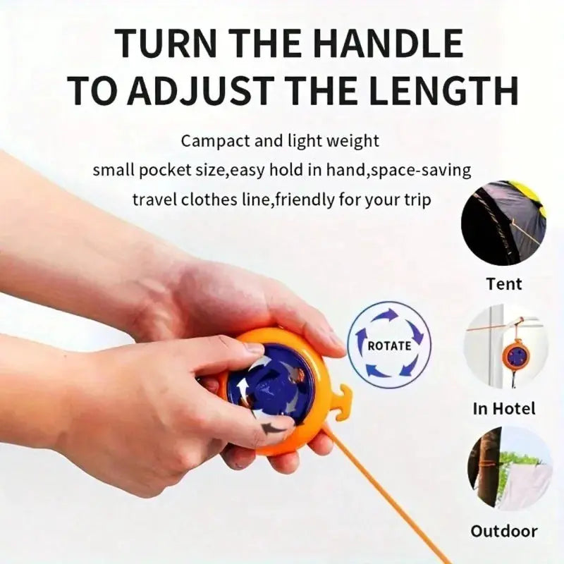 Retractable clothesline by Simples Market, portable orange/blue windproof laundry drying line for travel