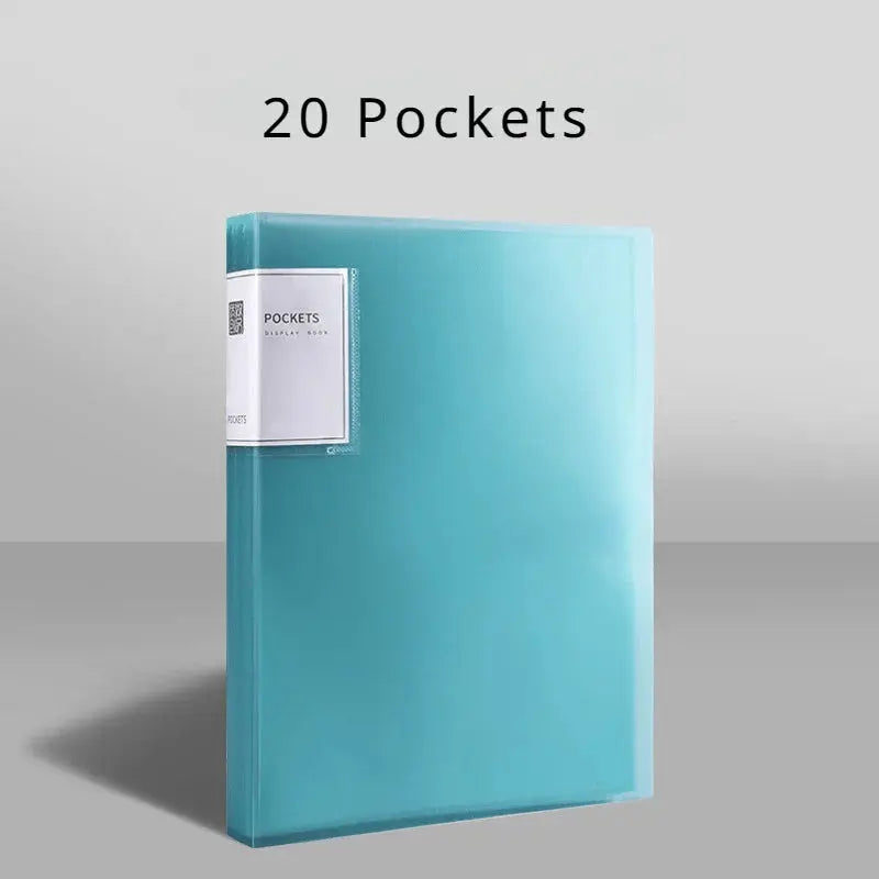 Data Book A4 transparent insert folder in teal with 20 pockets