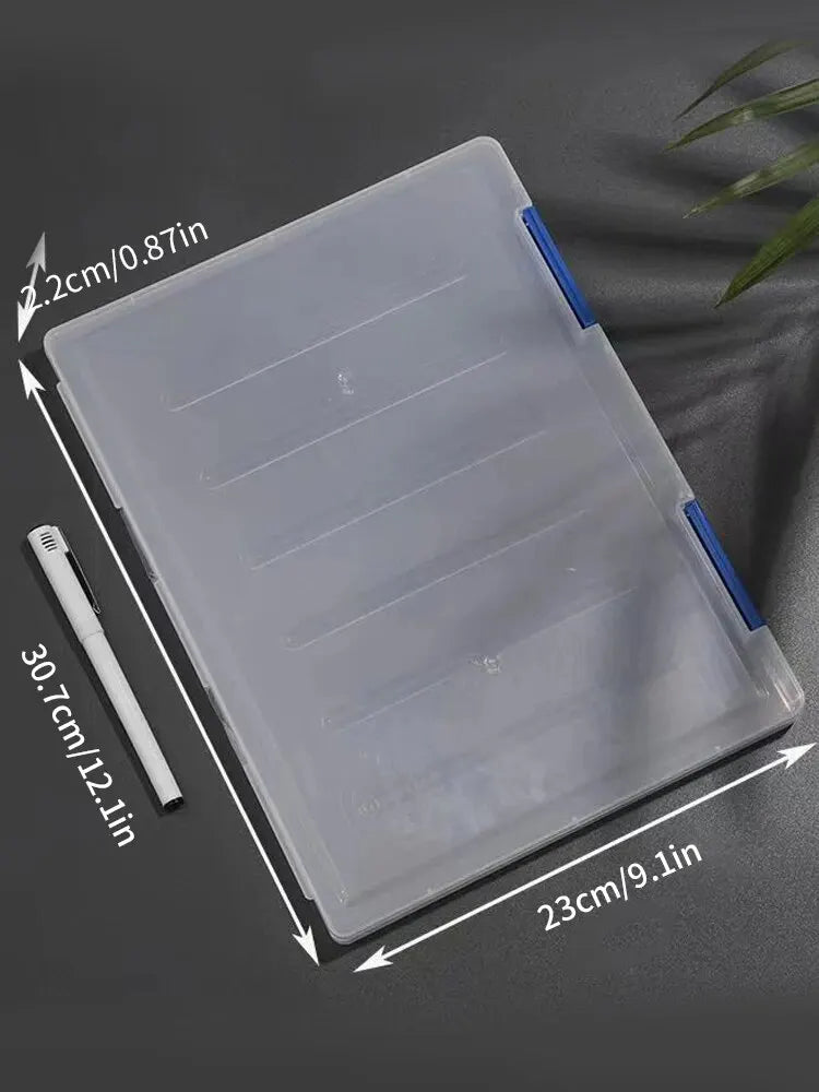 Simples Market transparent A4 PP plastic file box with blue latches, 23x30.7x2.2 cm